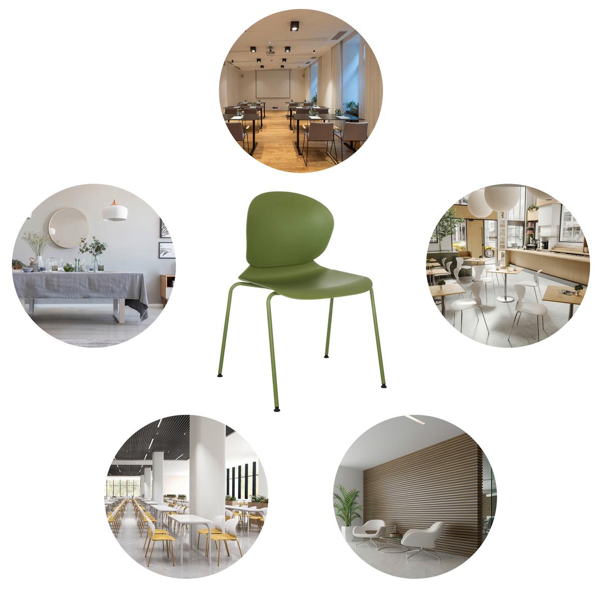 Besucherstuhl T36 Vi Grün B: 56 cm - Grün, MODERN, Kunststoff/Metall (56/80/54cm) - MID.YOU