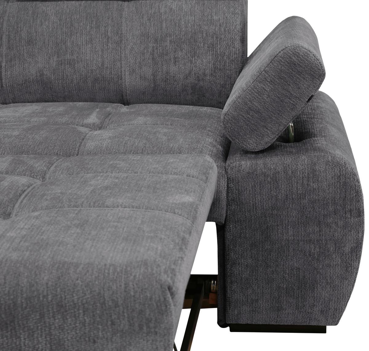 Rohová sedačka VEGAS, ľavá, tmavosivá ženilka - čierna/tmavosivá, Design, drevo/textil (173/294cm)