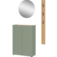 Garderobe Alviano Grün/Eiche Dekor 3-Teilig - Eichefarben/Grün, Design, Glas/Holzwerkstoff (104/200/33cm) - Germania