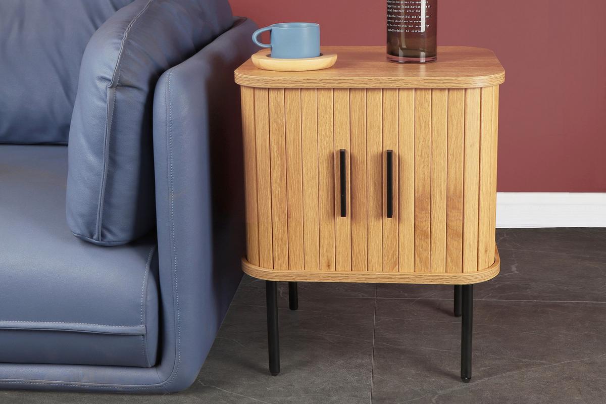 Nachttisch Naturfarben/schwarz B: 45 Cm - Schwarz/Naturfarben, Design, Holzwerkstoff/Metall (45/55/40cm) - Livetastic