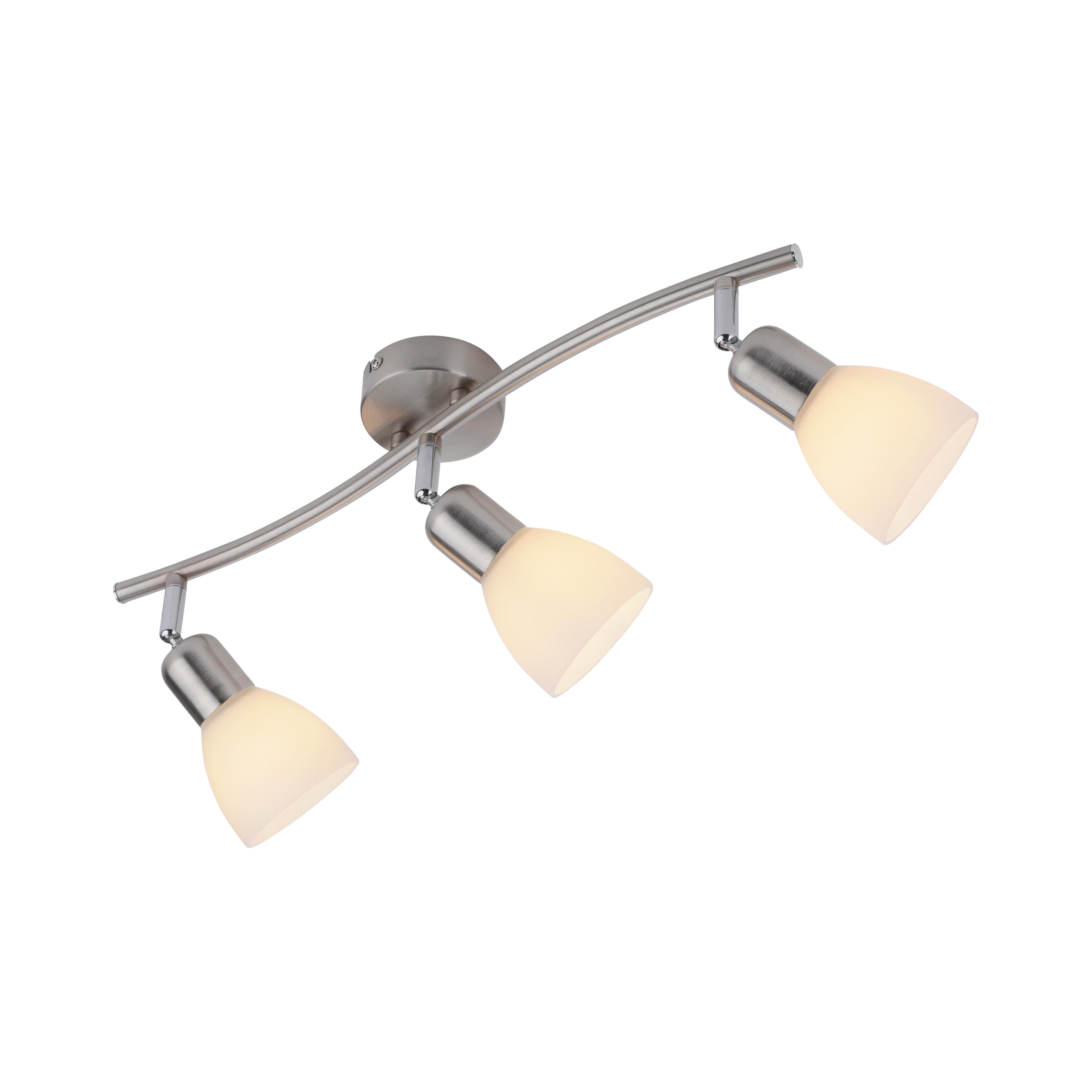 Deckenleuchte Karo L: 68 cm Schwenkbar - Alufarben/Nickelfarben, Basics, Glas/Metall (68/22cm)