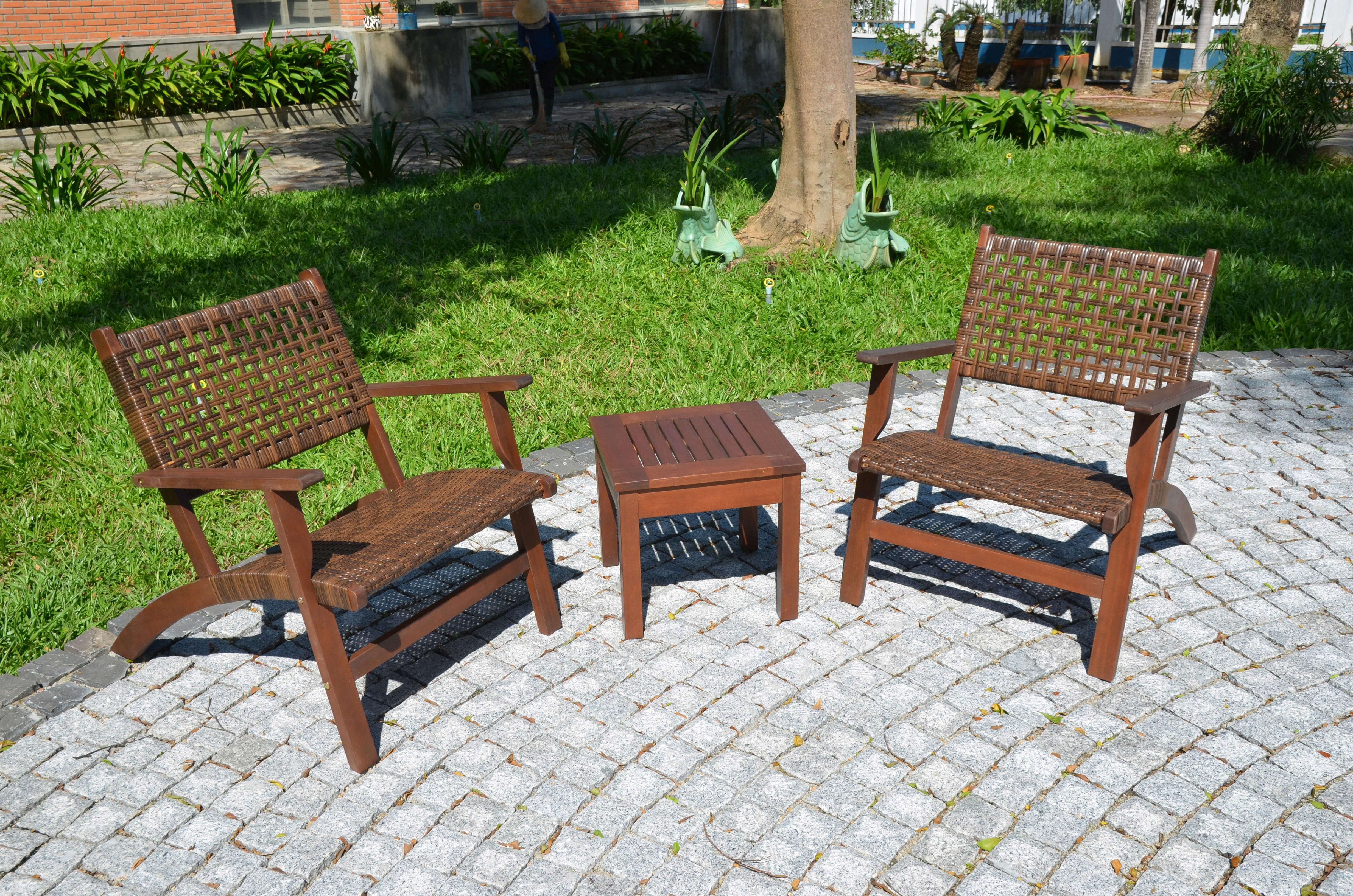 Balkonmöbel Set Sonora Eukalyptusholz - Dunkelbraun, Basics, Holz (40/40/35cm) - Gardenson