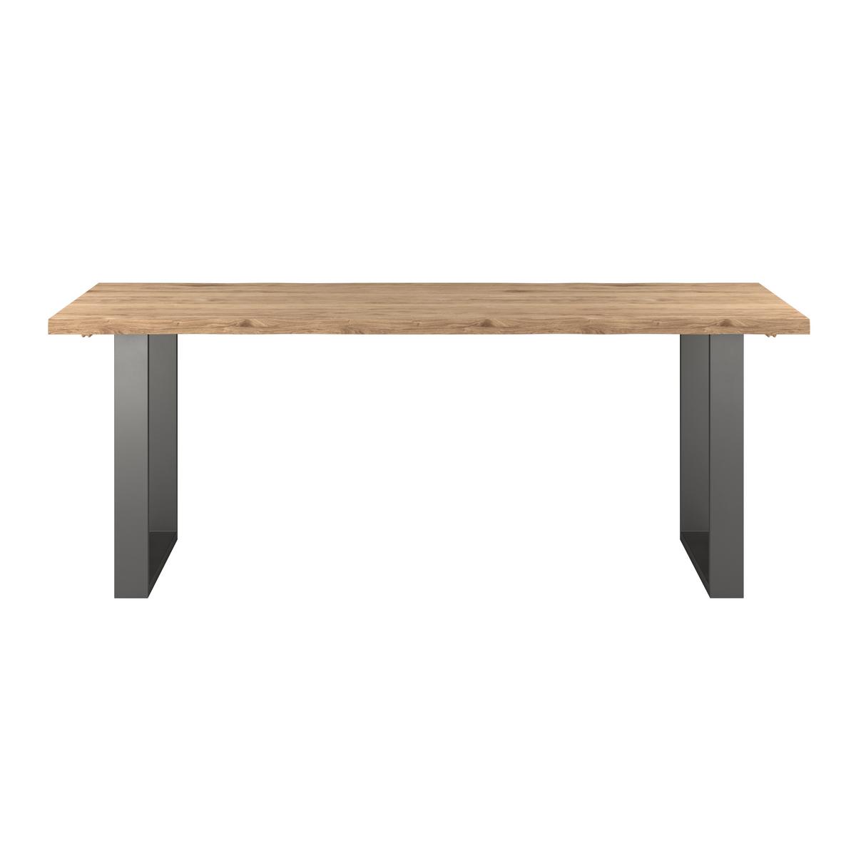 Étkezőasztal Wood 200 - natúr színű/fekete, Konventionell, fém/fa (200/75/100cm) - James Wood