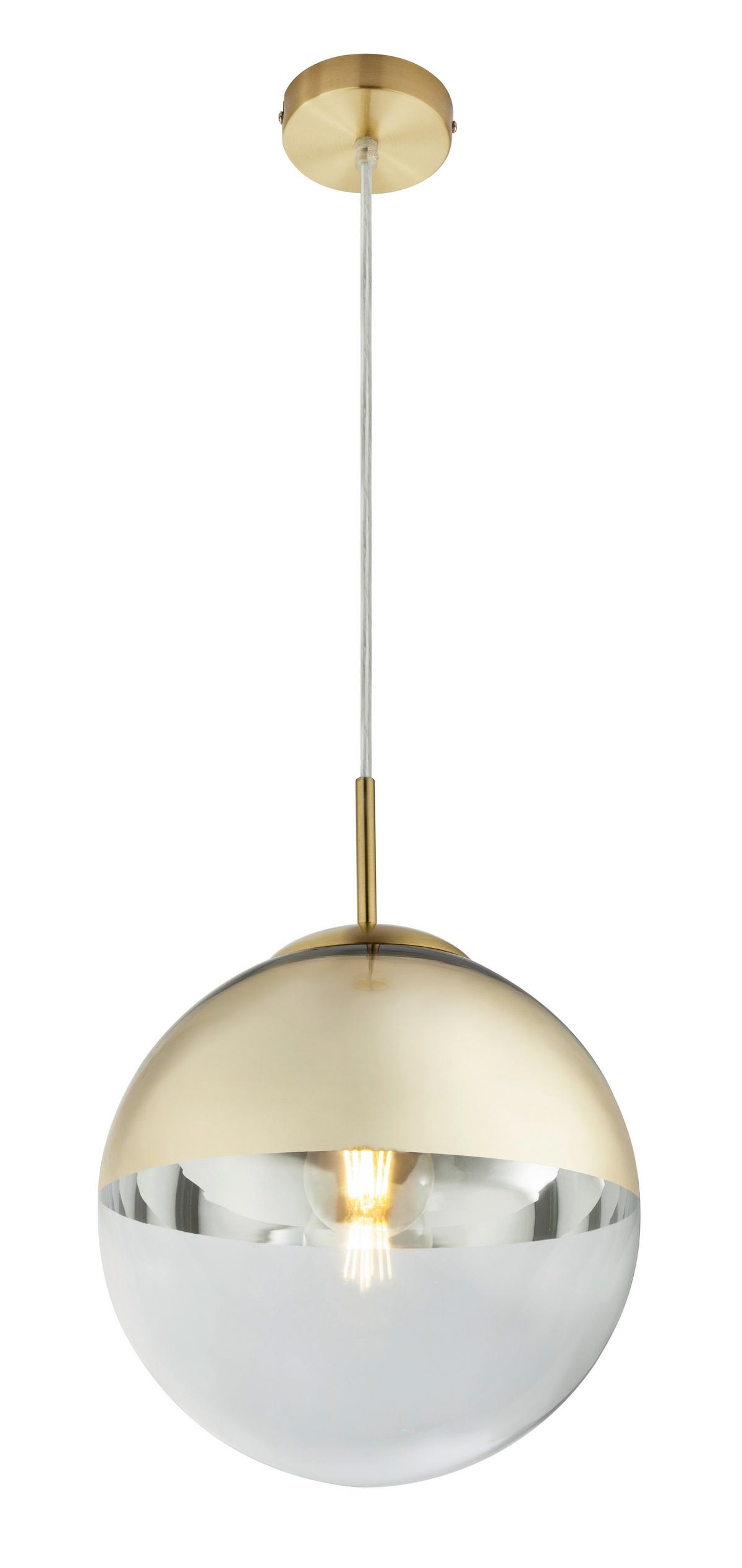 Hängeleuchte H: 120 cm 1-Flammig - Transparent/Goldfarben, Design, Glas/Metall (25/120cm) - Globo