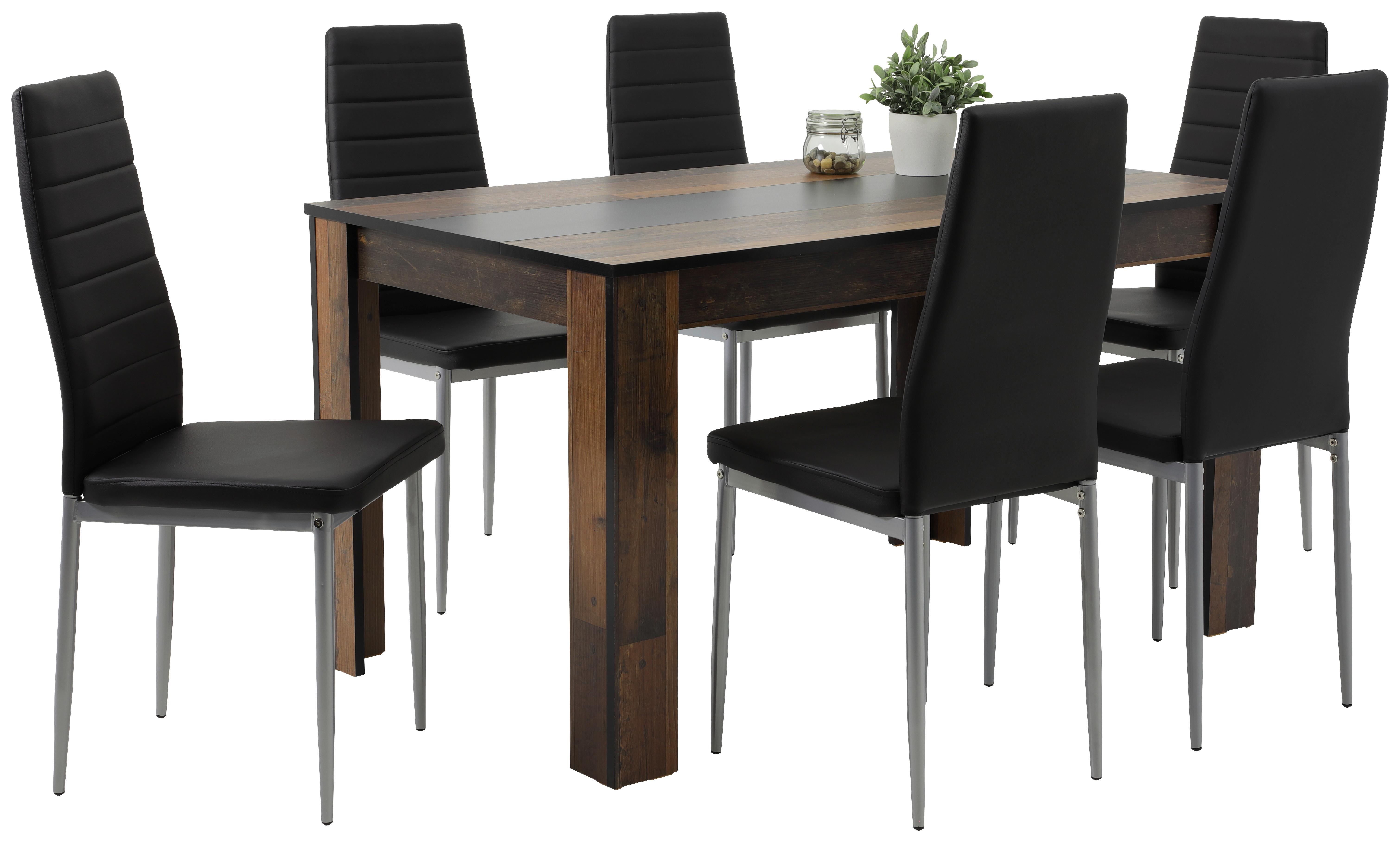 Tischgruppe Helene Iv G - Schwarz/Braun, MODERN, Holzwerkstoff/Kunststoff (140cm) - MID.YOU
