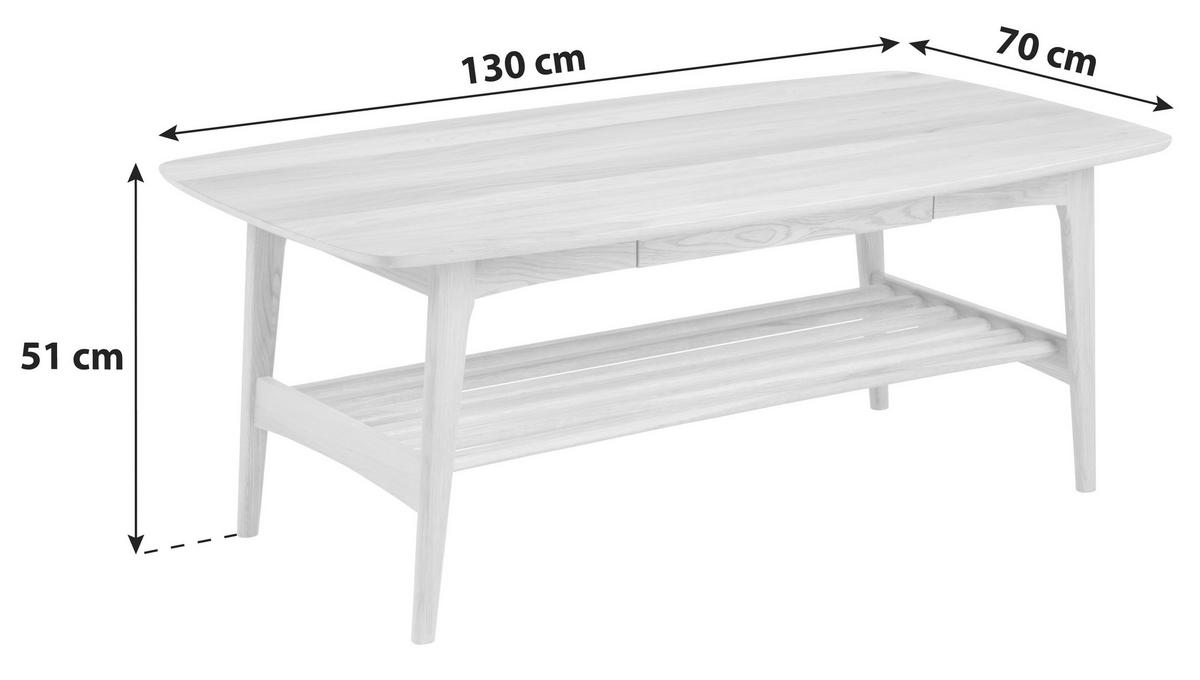 Couchtisch mit Ablage und Lade Emma Eiche Dekor - Eichefarben, Trend, Holz/Holzwerkstoff (130/70/51cm) - MID.YOU