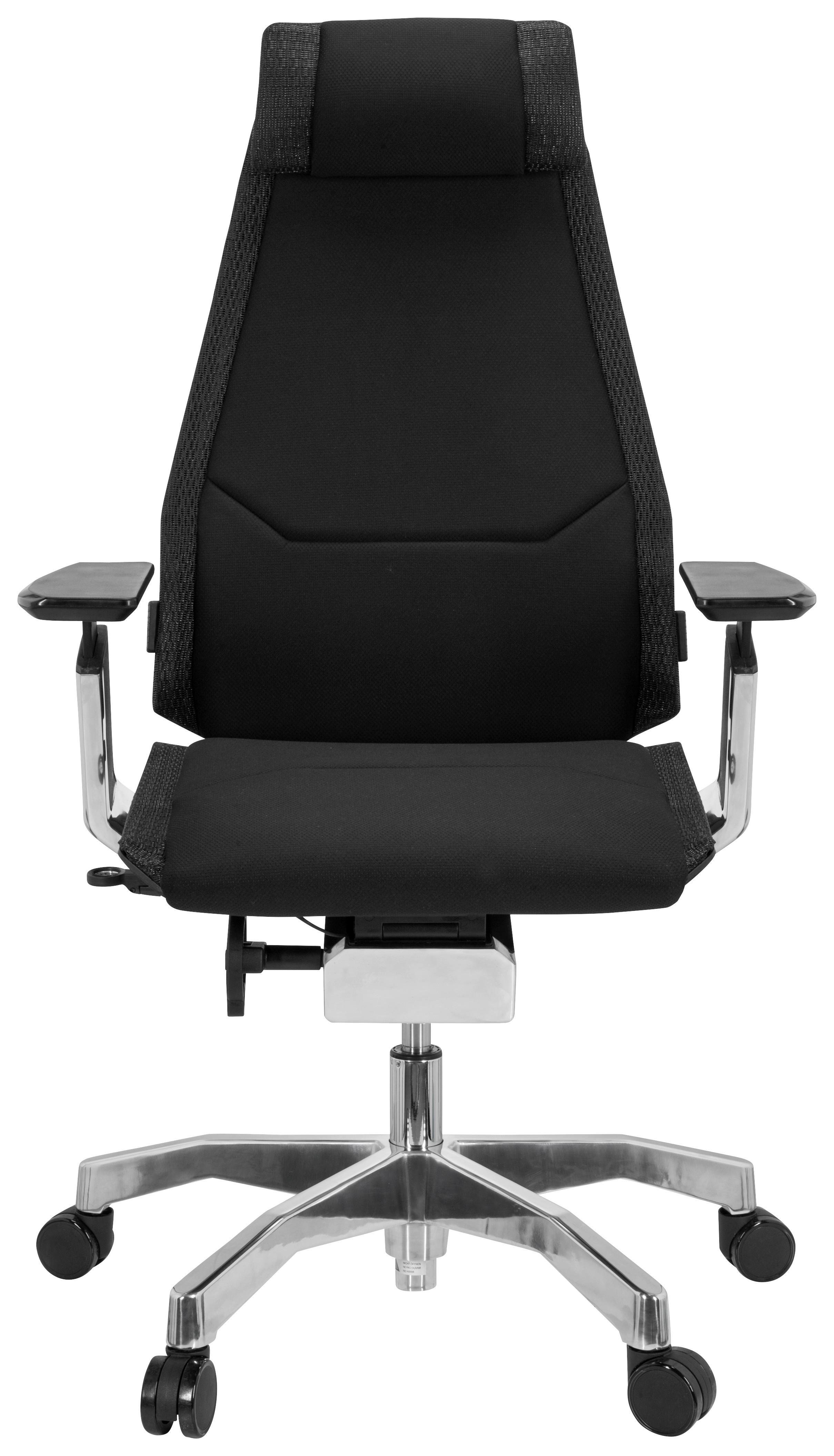 Drehstuhl Gendia Pro Schwarz Bis 120 Kg - Silberfarben/Schwarz, Basics, Kunststoff/Textil (57/119/46cm) - MID.YOU