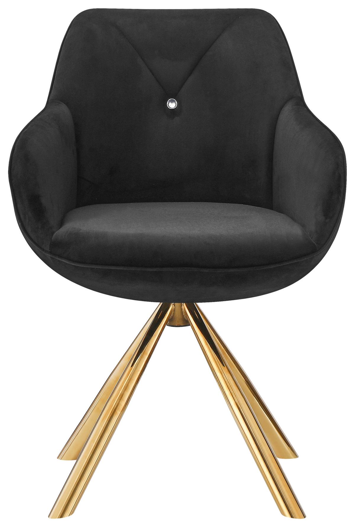 STOLIČKA S PODRÚČKAMI RELAX -GOLD- - čierna/zlatá, Lifestyle, kov/textil (60/84/61cm) - Premium Living