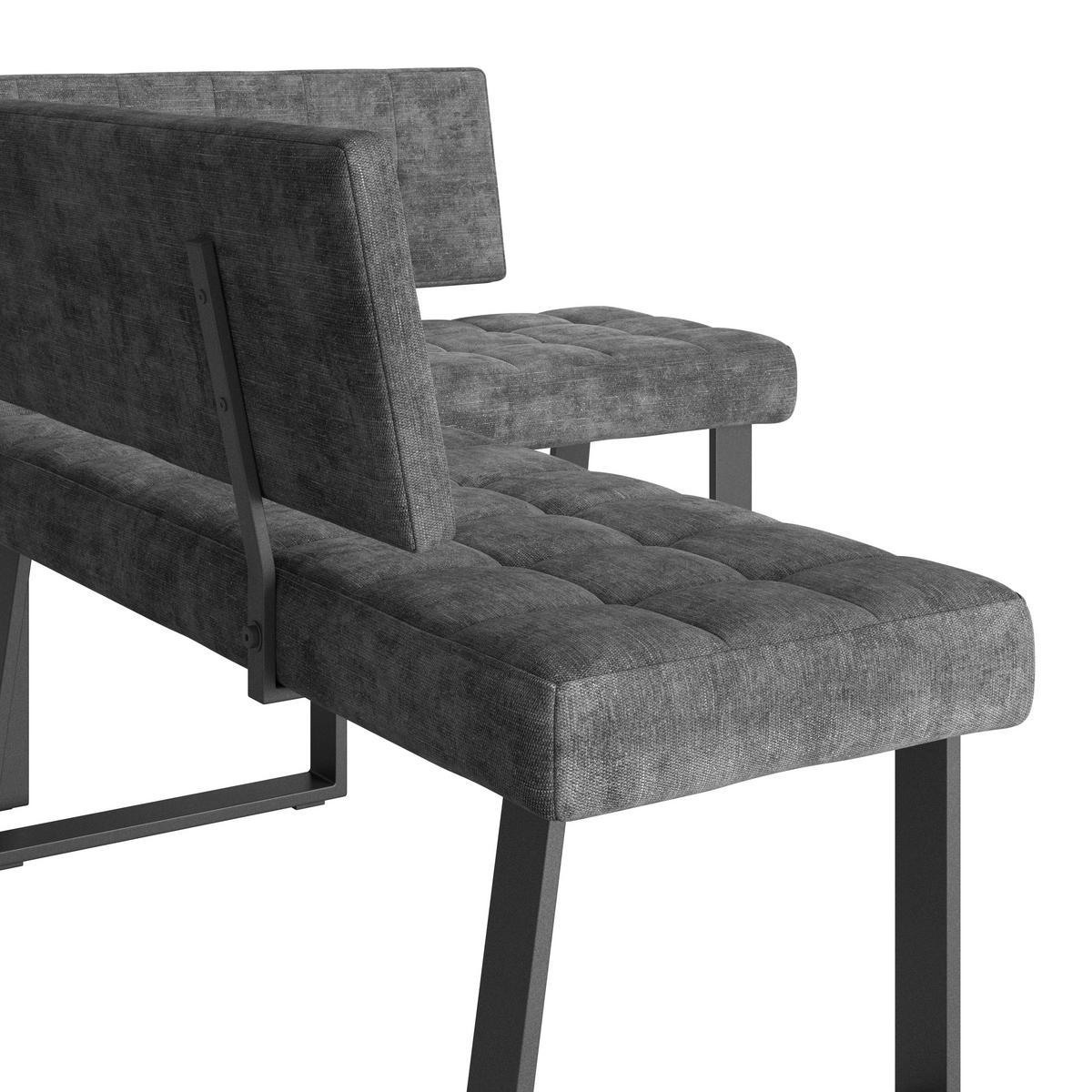 Eckbank Dunkelgrau Polyester Laslo 185x134 Cm - Dunkelgrau/Schwarz, MODERN, Textil/Metall (185/134cm) - MID.YOU