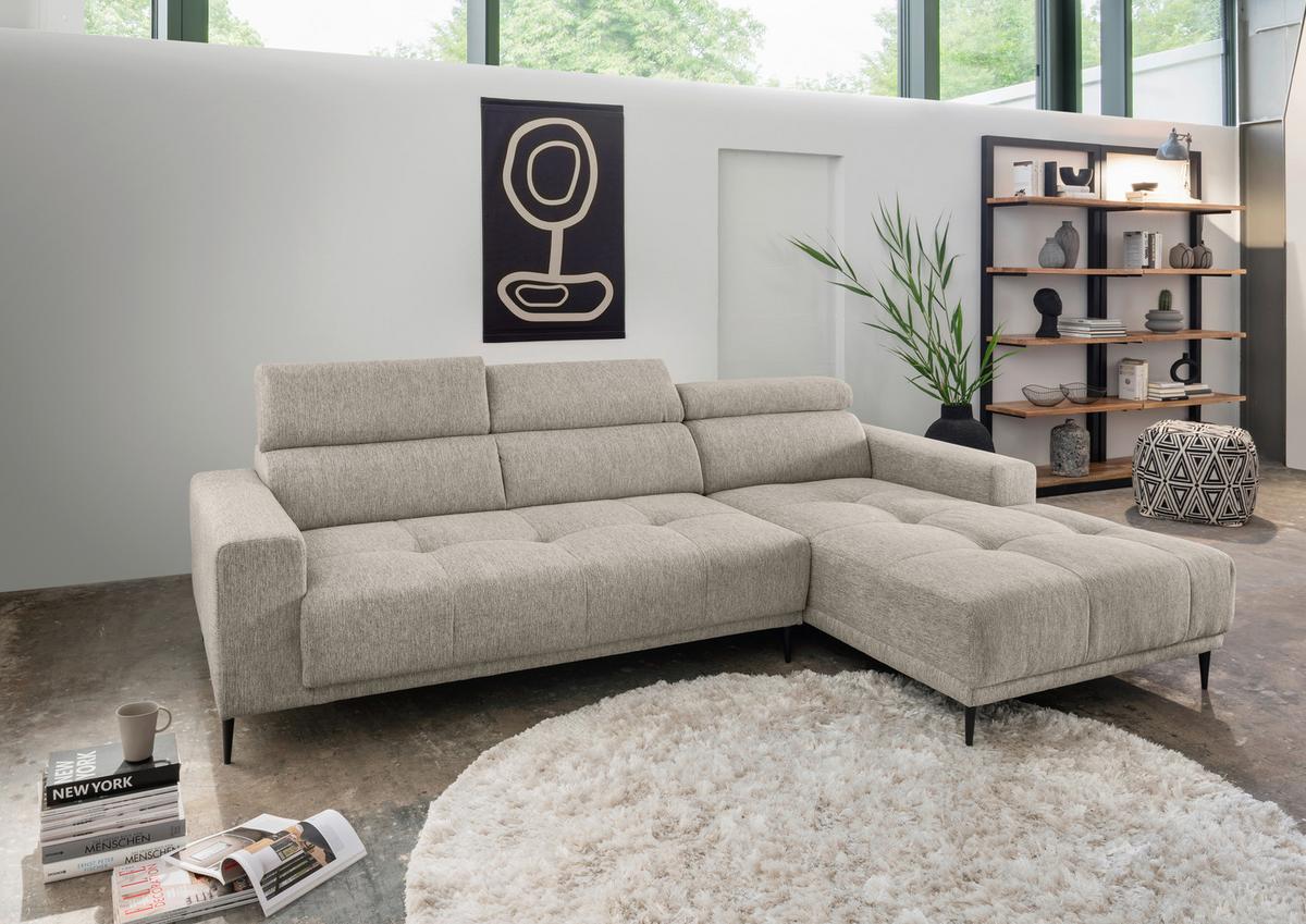 Ecksofa Intera, Beige S: 276x188 Cm - Beige/Schwarz, KONVENTIONELL, Textil (276/188cm) - Livetastic