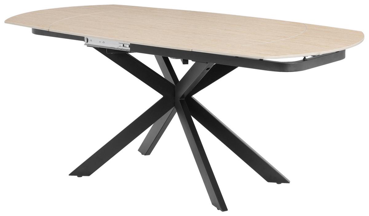 Esstisch Senna Schwarz/Beige L: 120-180 cm - Beige/Schwarz, MODERN, Stein/Metall (120-180/90/75.5-79cm) - P & B