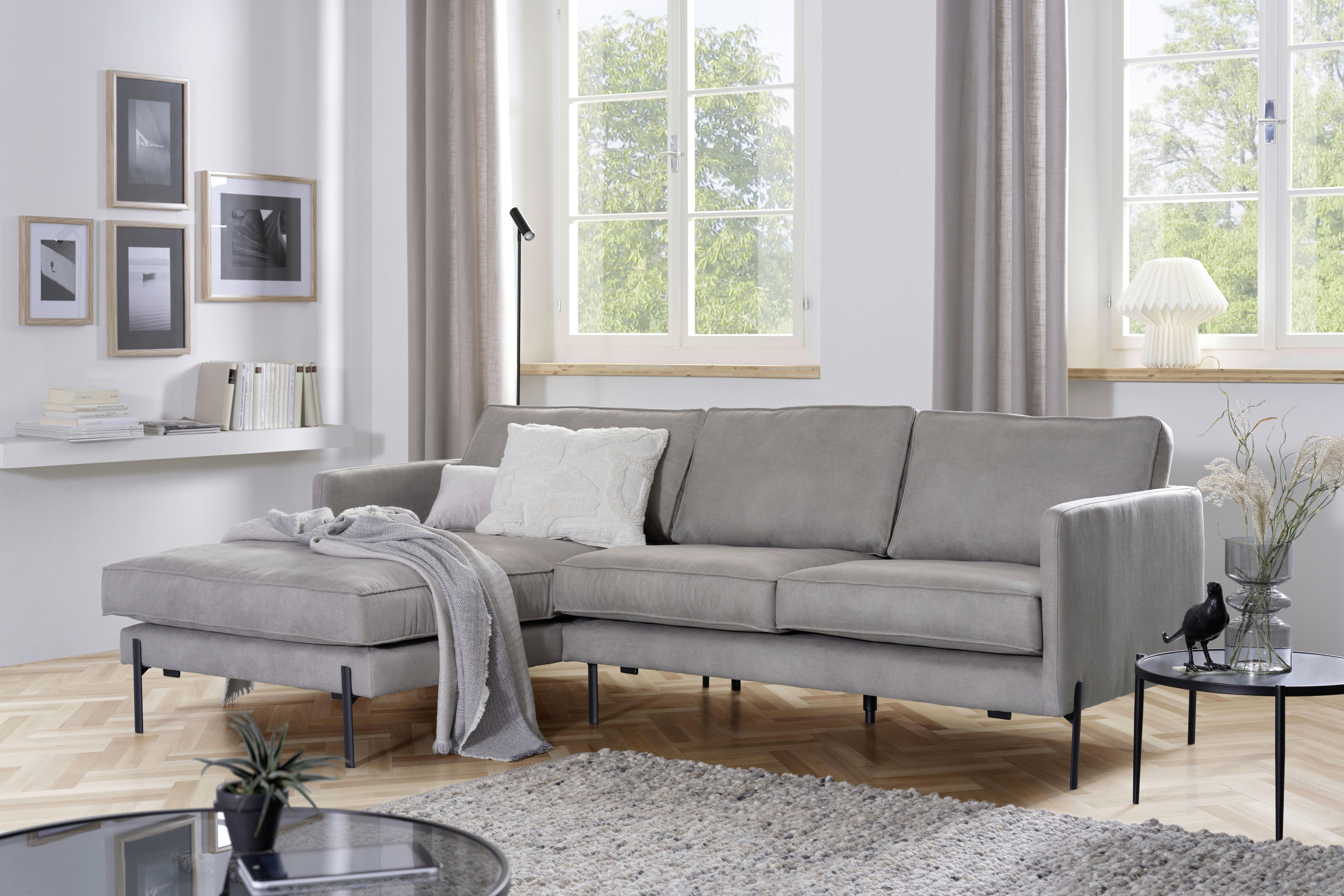 Ecksofa Yukon Hellgrau S: 154x232 Cm - Hellgrau/Schwarz, Trend, Textil (154/232cm) - Livetastic