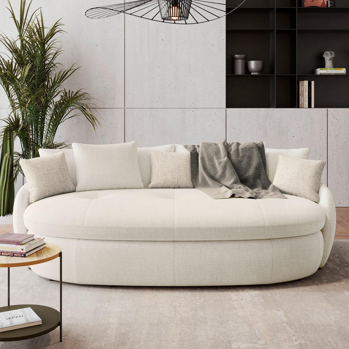 Mega pohovka ARUBA 2, béžová/svetlohnedá ženilka - svetlohnedá/čierna, Trend, textil/plast (238/80/140cm) - Luca Bessoni