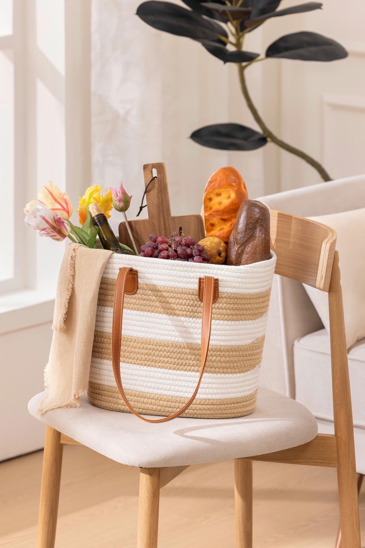 STRANDTASCHE MELITTA - Gelb/Weiß, KONVENTIONELL, Kunststoff/Textil (47/30cm) - Luca Bessoni