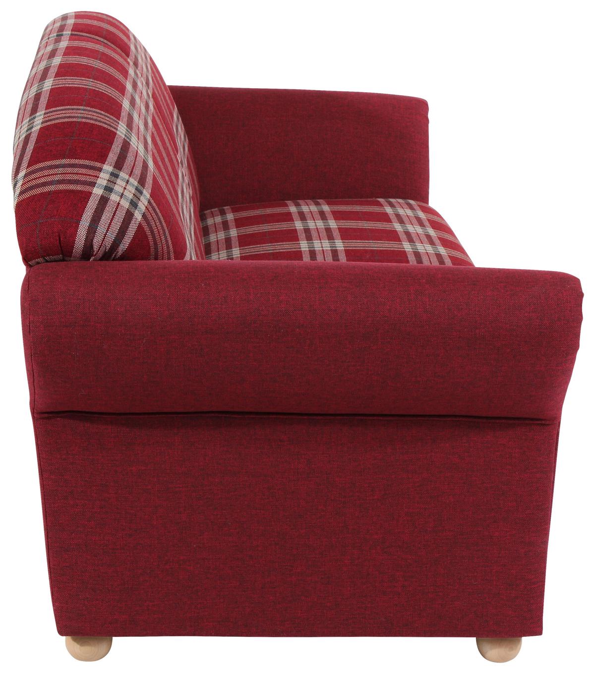 3-Sitzer-Sofa Corona Rücken Echt, Rot - Buchefarben/Rot, Design, Textil (202/85/81cm) - Max Winzer