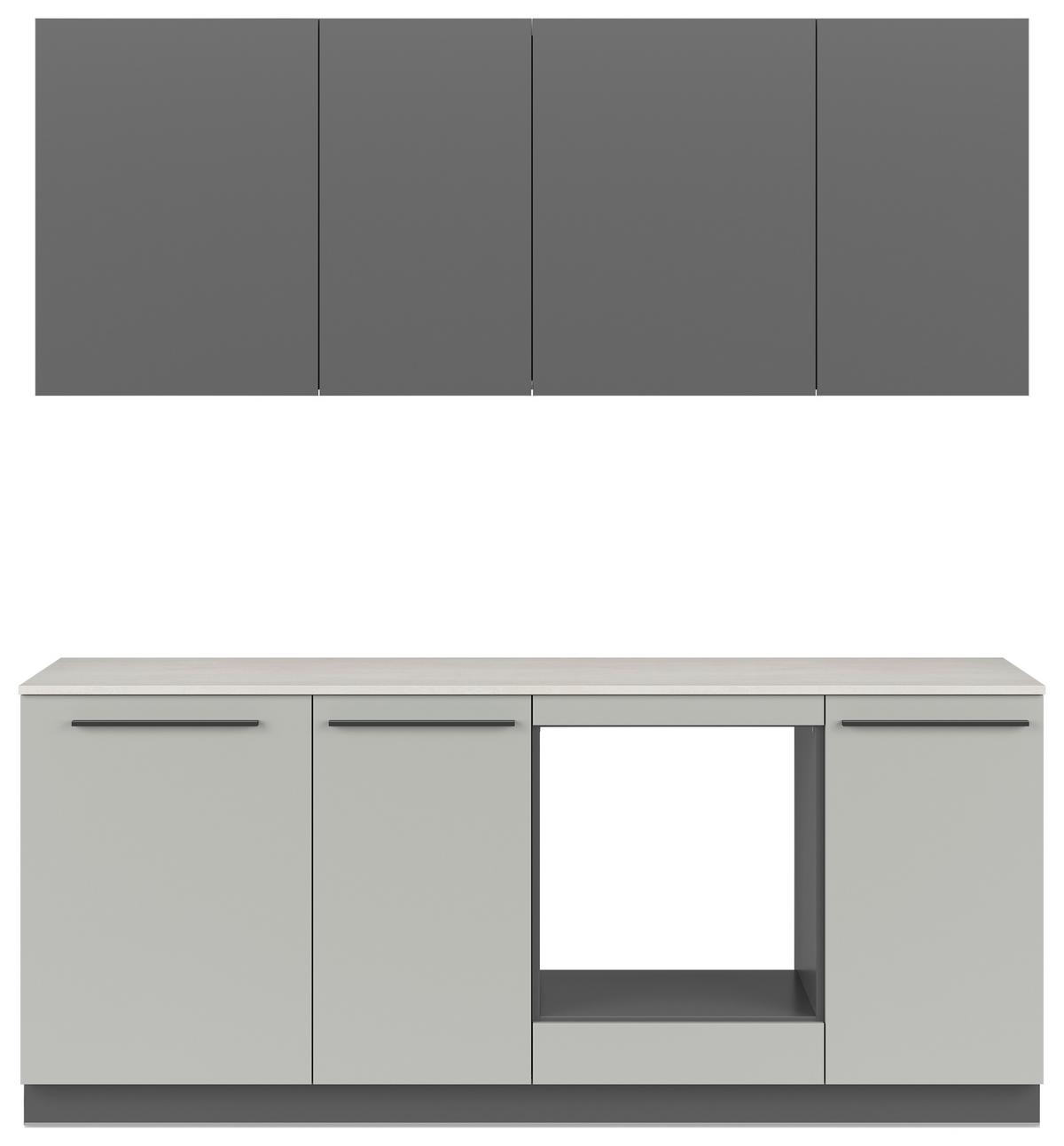 Küchenblock Milino Small-Chg/Grg - Graphitfarben/Grau, Basics, Holzwerkstoff (210cm) - Visiona