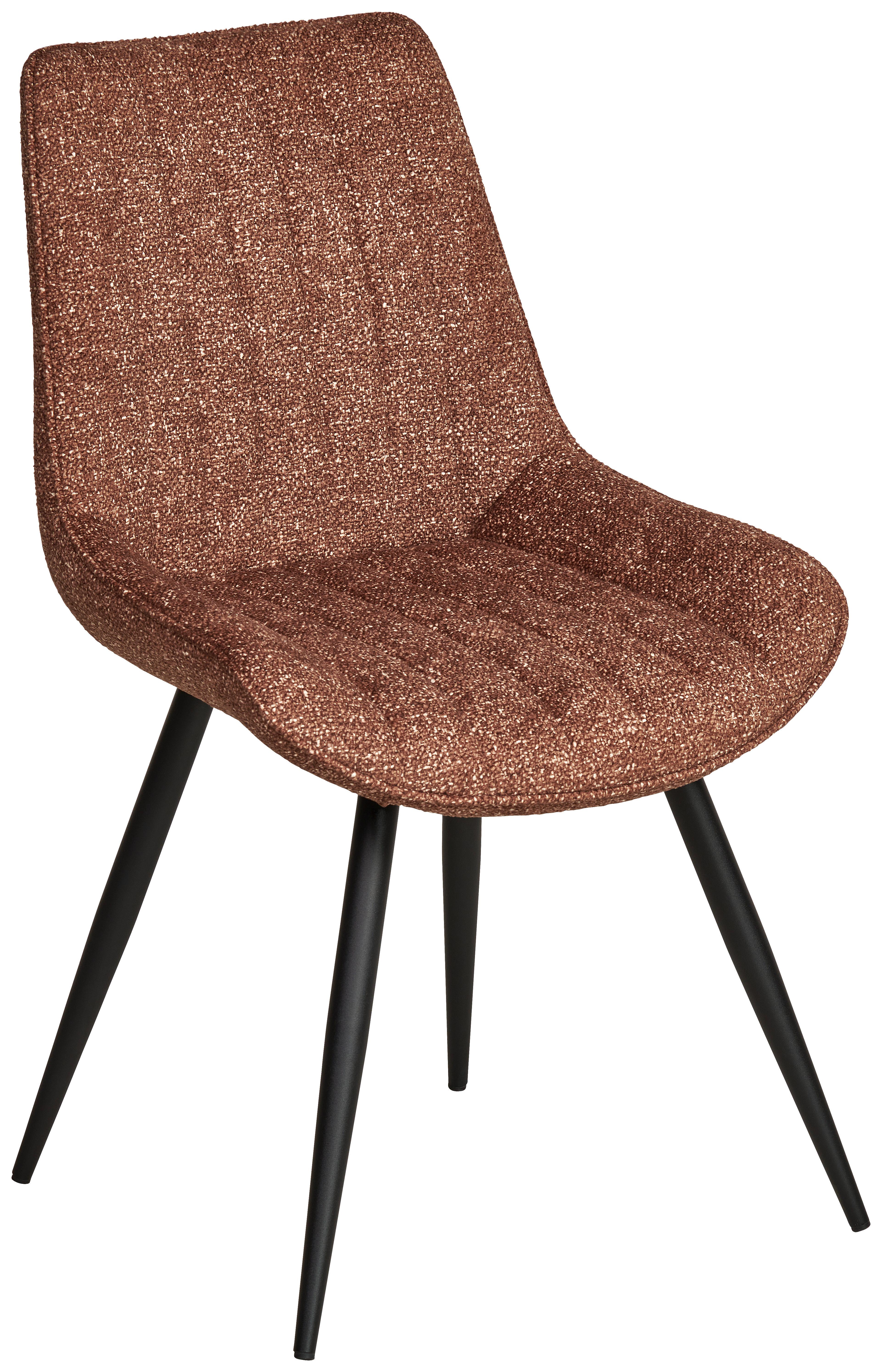 Vierfußstuhl Nikita Leinenoptik Braun, B: 54 cm - Schwarz/Braun, KONVENTIONELL, Holz/Textil (54/88/61,5cm) - MID.YOU