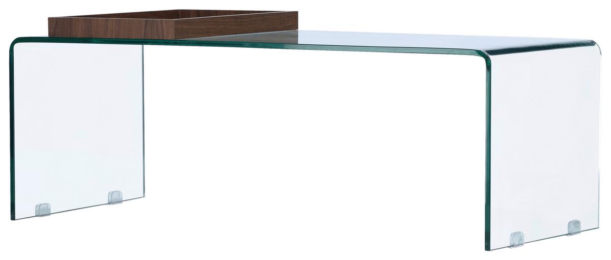 Couchtisch Telemark - Klar/Braun, Design, Glas (110/50/38cm) - Livetastic