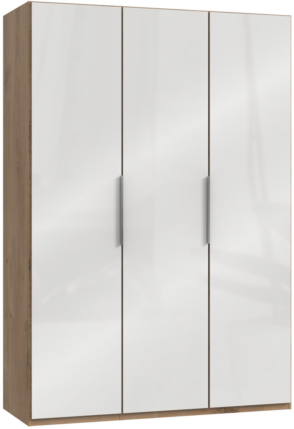 Drehtürenschrank 150cm Level, Weiß/eiche Dekor - Eichefarben/Weiß, MODERN, Glas/Holzwerkstoff (150/216/58cm) - MID.YOU