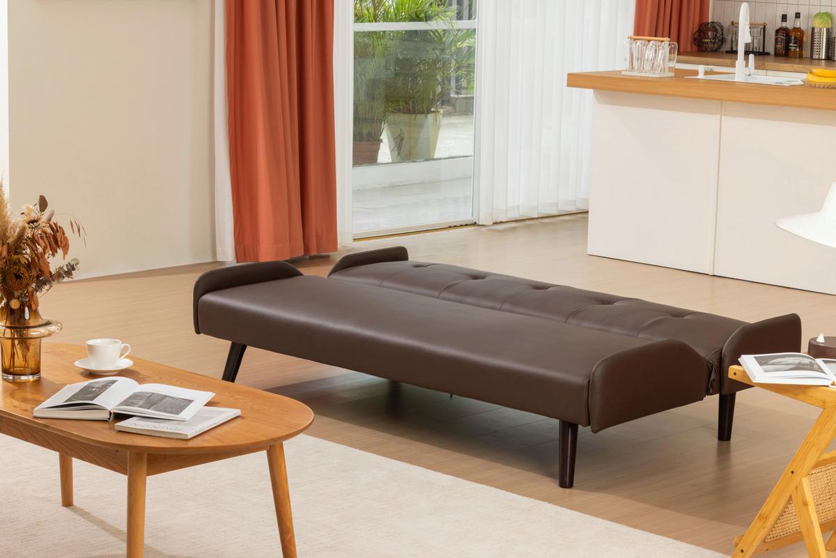 Kanapéágy Rotterdam - barna, Basics, textil/fa (185/77/91cm) - P & B