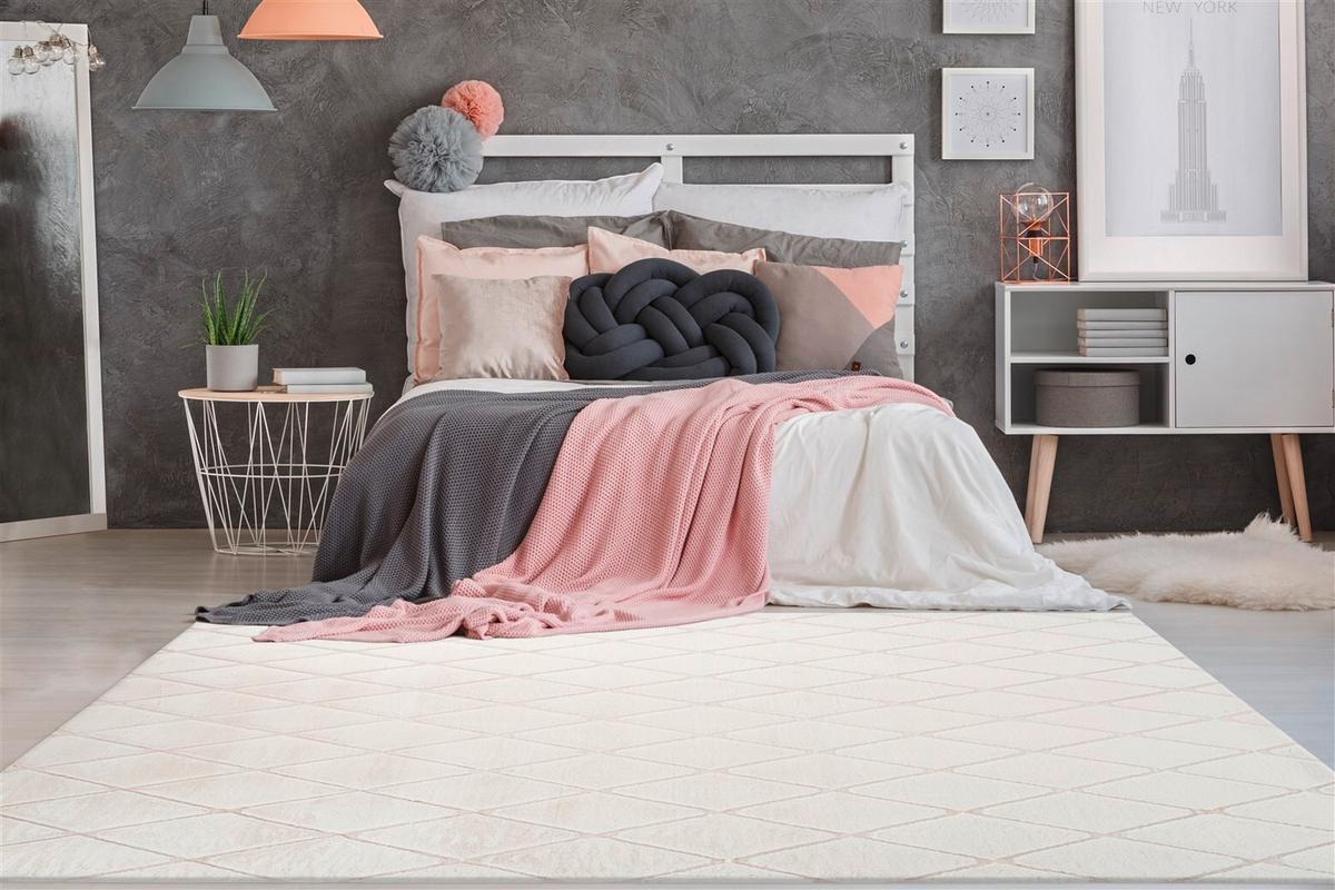 Teppich Creme, Weiß Vivica 225, BxL: 80x150 cm - Creme/Weiß, KONVENTIONELL, Textil (80/150cm)
