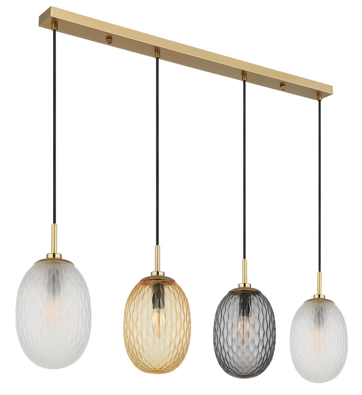 Hängeleuchte 15899-4h - Goldfarben/Schwarz, Basics, Glas/Textil (96/15/120cm) - Globo