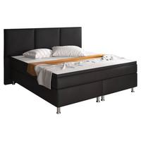 Boxspringbett Mit Topper Lederlook 180x200 Oslo - Silberfarben/Schwarz, KONVENTIONELL, Leder/Textil (180/200cm) - MID.YOU