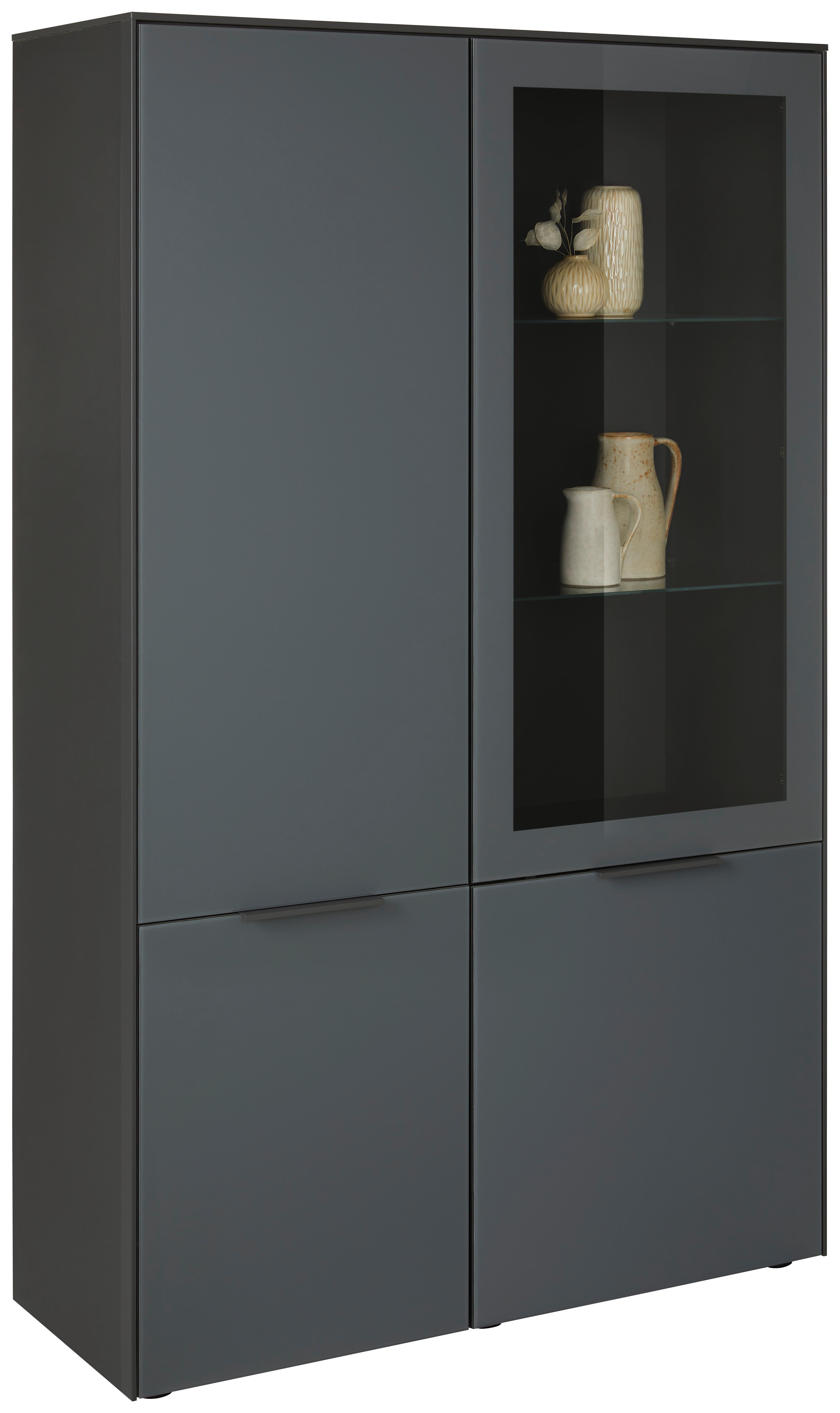 Vitrína Max Box - antracitová/chrómová, Moderný, kov/kompozitné drevo (109/179/42cm) - Premium Living