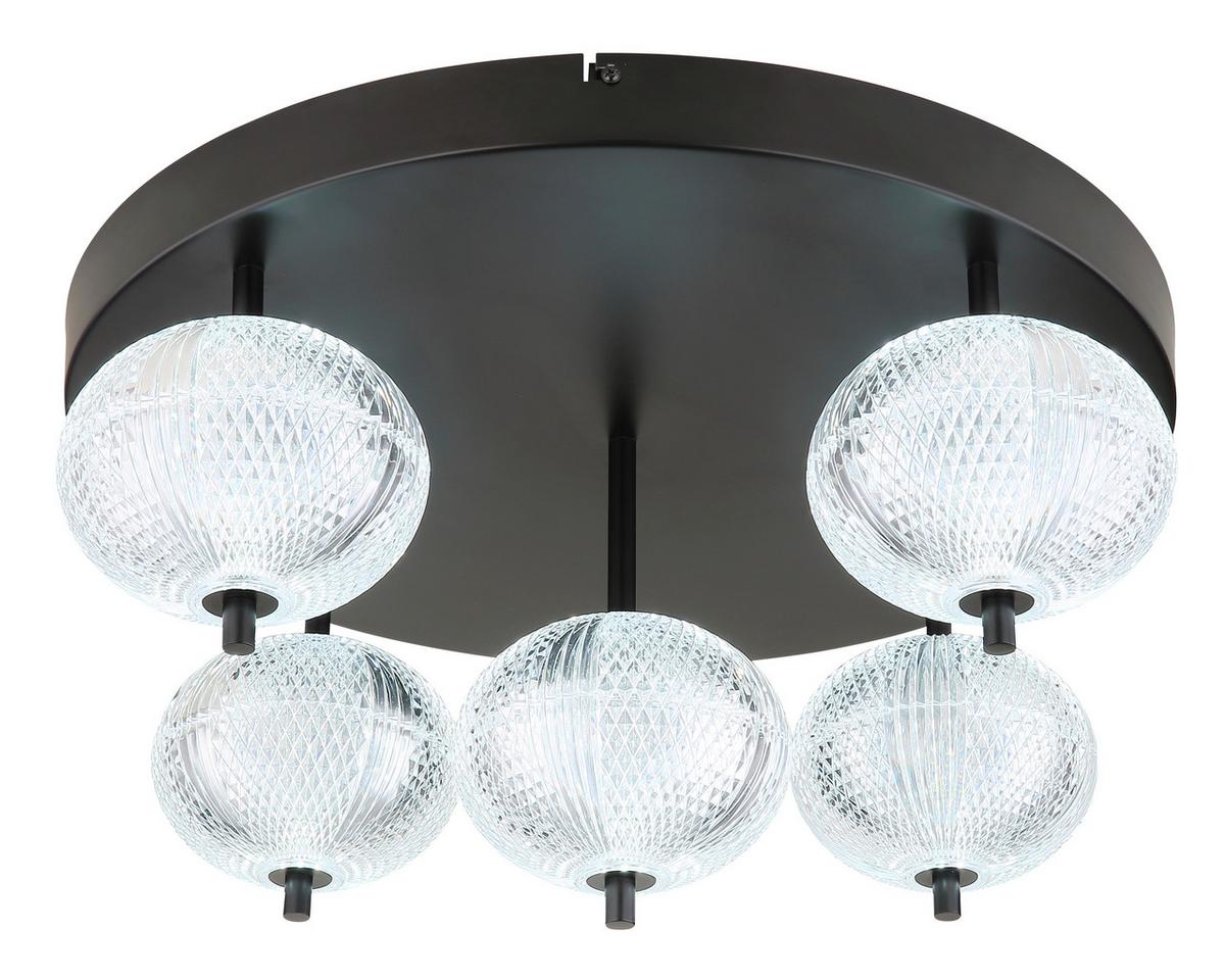 Led-deckenleuchte 16042-5d - Klar/Schwarz, KONVENTIONELL, Kunststoff/Metall (58/27cm) - Globo