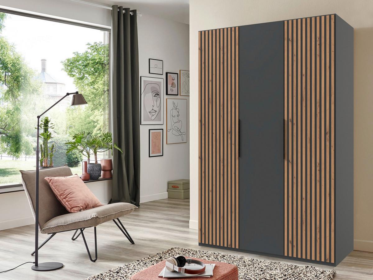 Drehtürenschrank Andorra Eiche/graphitfarben B: 150 Cm - Eichefarben/Graphitfarben, MODERN, Holzwerkstoff (150/216/58cm) - MID.YOU