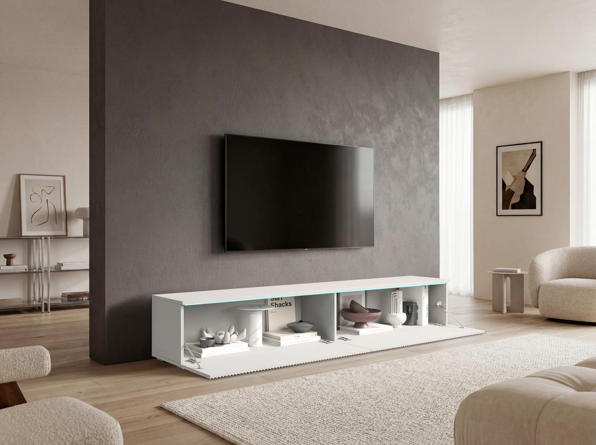 Nízka komoda, biela - sivá/biela, Design, kompozitné drevo/plast (180/30/33cm) - P & B