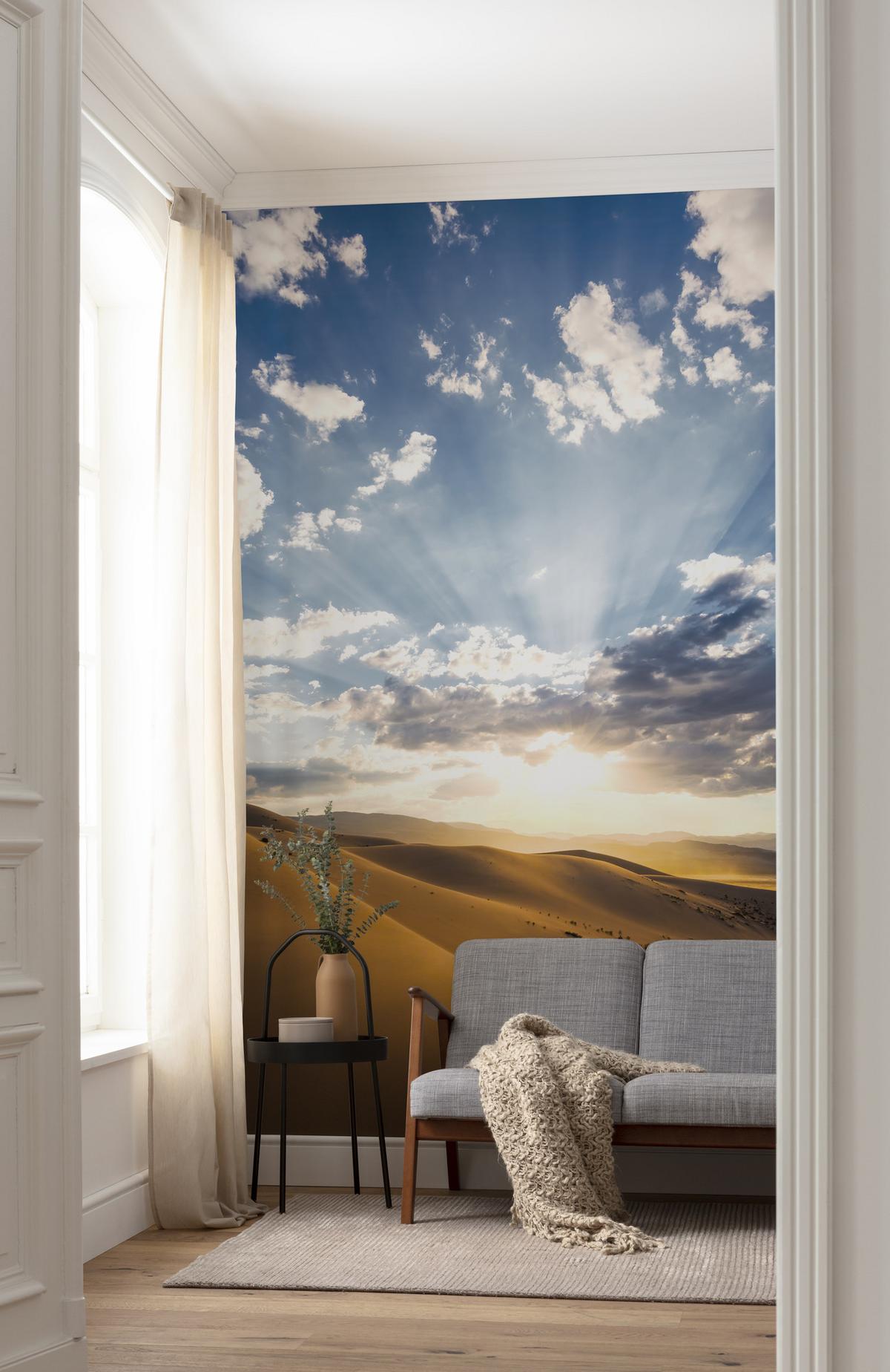 Fototapete Wüstenmagie - Blau/Braun, Trend, Textil (200/280cm)