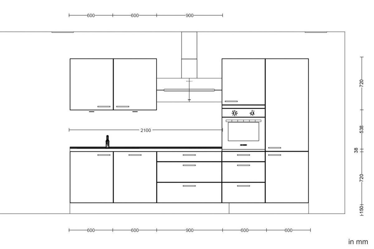 Kuchyňská linka 330 cm, minerální zelená,ultra matná - barvy dubu/černá, Moderní, kov/kompozitní dřevo (330cm) - Nobilia