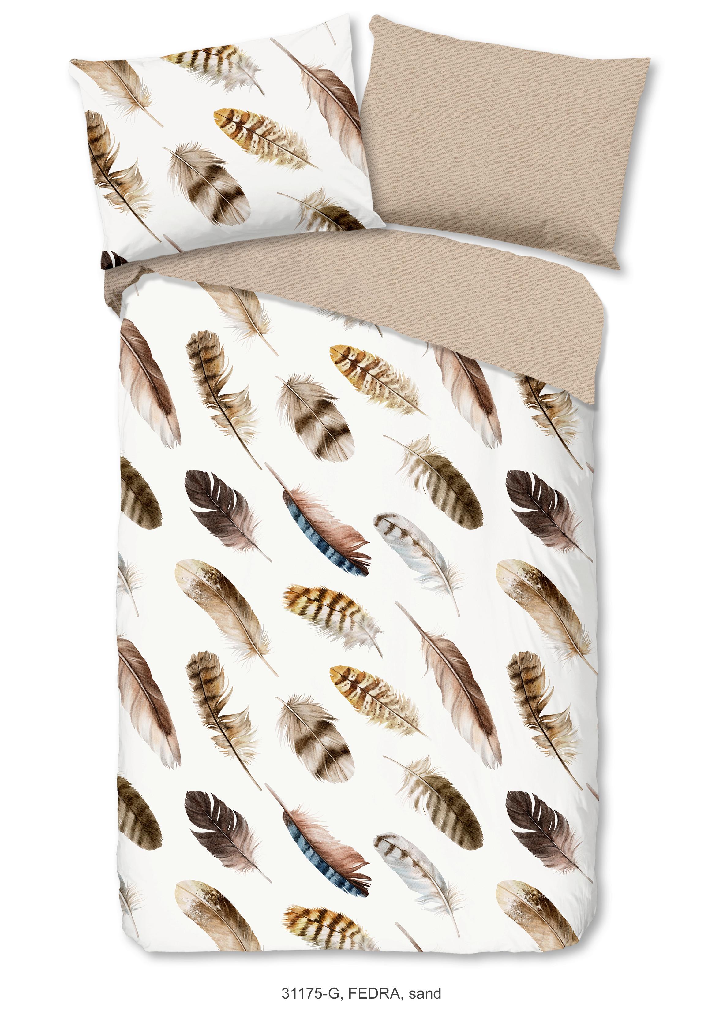 Bettwäsche Fedra Sandfarben Ecru 140x200 cm - Sandfarben/Ecru, KONVENTIONELL, Textil (140/200cm)