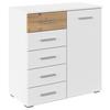 Kommode 80cm Foster, Alpinweiß - Alufarben/Eiche Artisan, KONVENTIONELL, Holzwerkstoff (80/84/40cm)