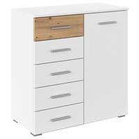 Kommode 80cm Foster, Alpinweiß - Alufarben/Eiche Artisan, KONVENTIONELL, Holzwerkstoff (80/84/40cm)