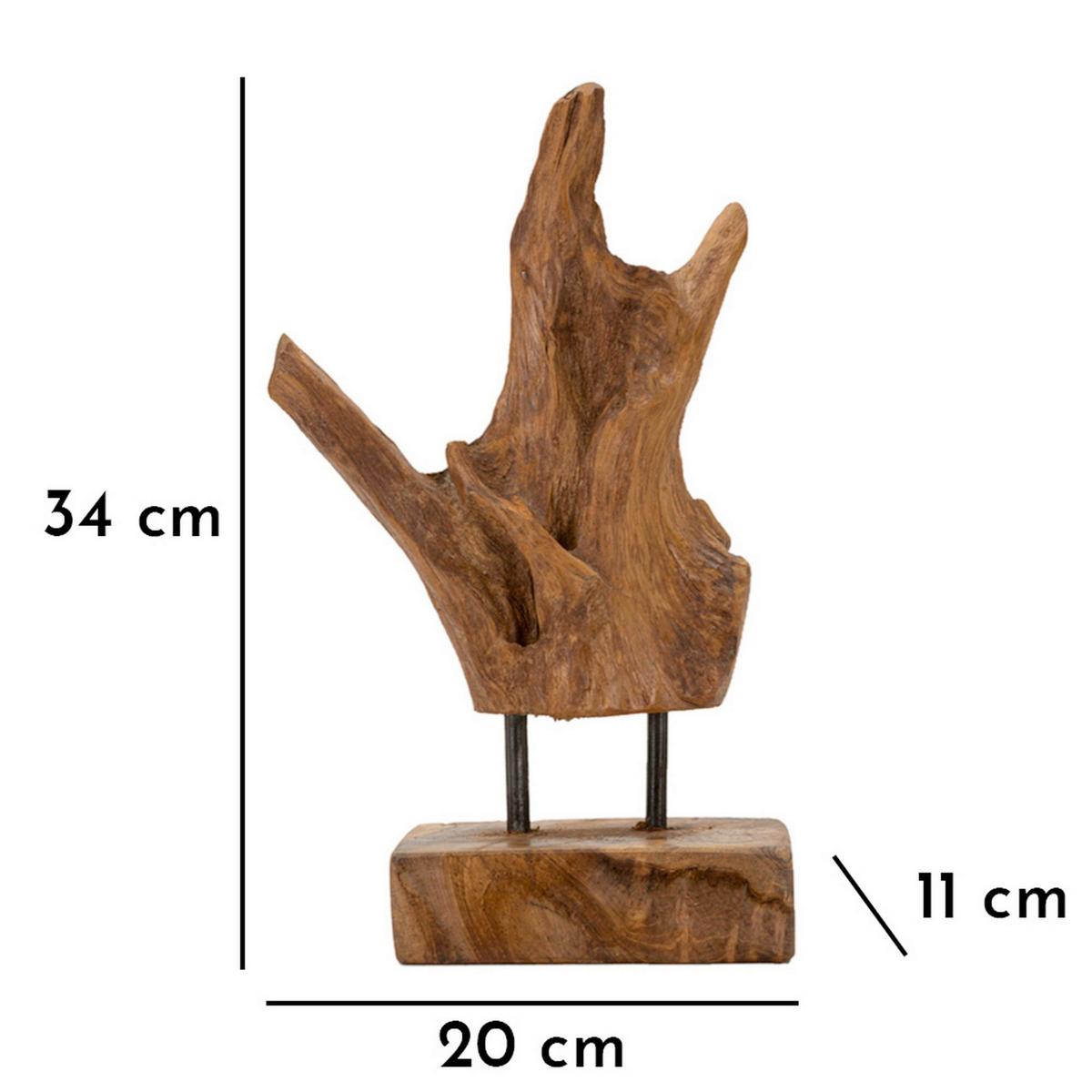 Skulptur Akar Teak. Braun B: 20 cm - Braun, Basics, Holz (20/34/11cm)