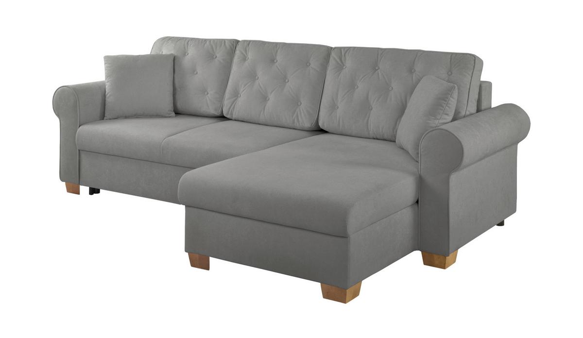 Ecksofa Arles, Grau 70 S: 266x161 Cm - Buchefarben/Grau, Design, Textil (266/161cm) - MID.YOU