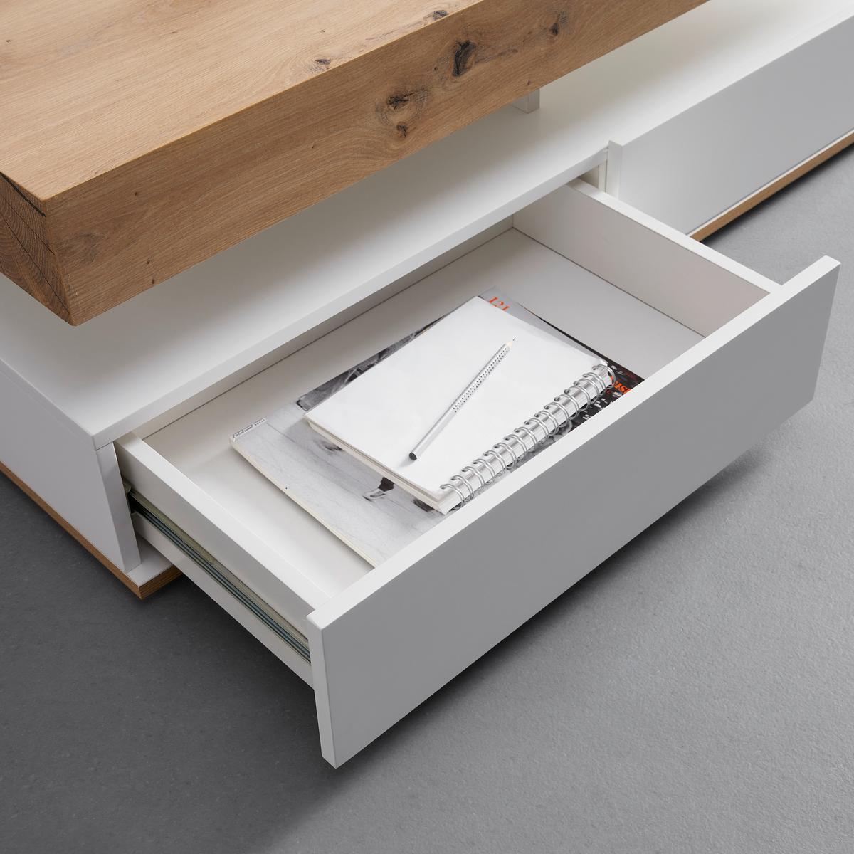 Konferenčný stolík CARA - biela/farba duba, Modern (110/60/38cm) - Bessagi Home