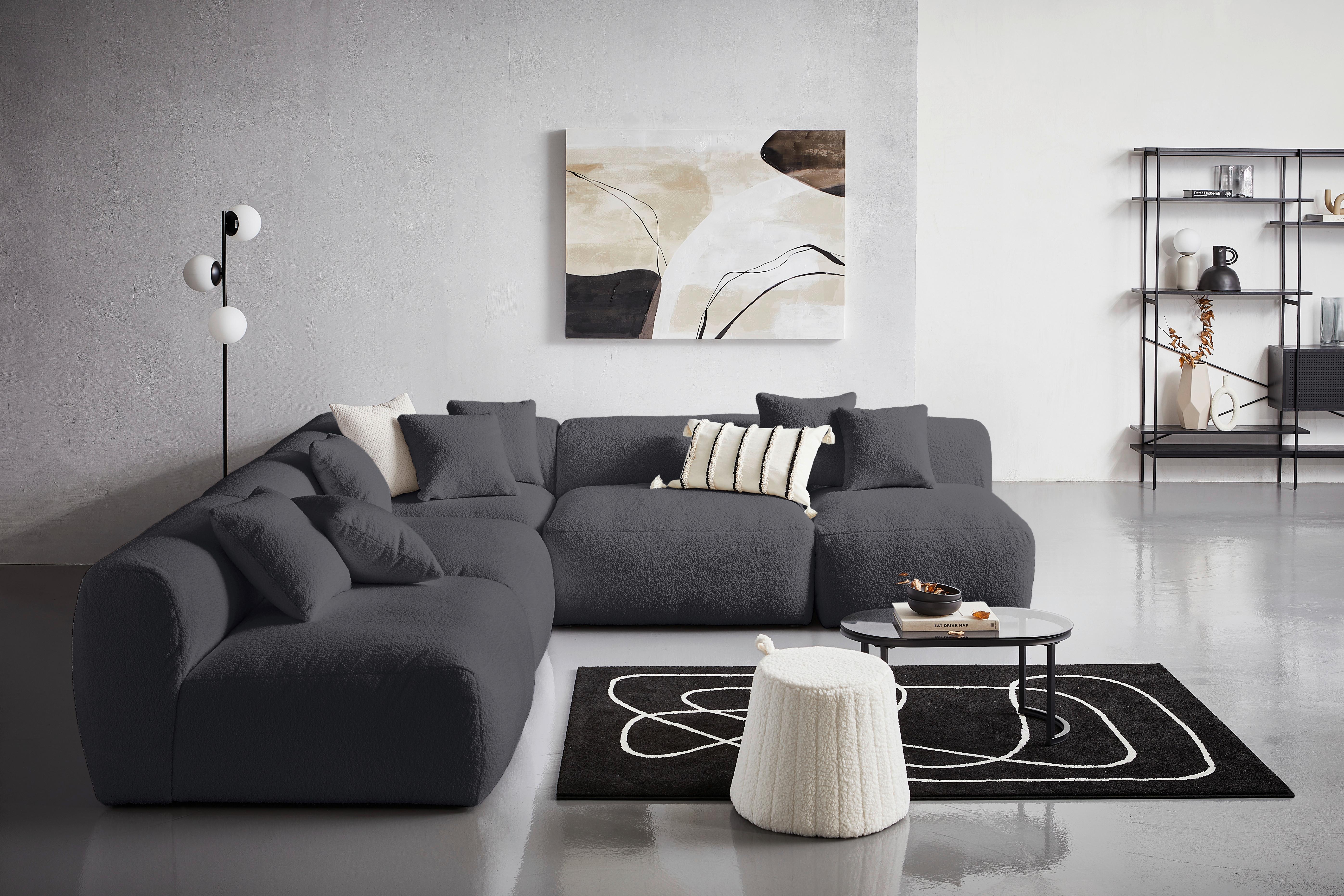 Modul Sofa Bloom Ecke Dunkelgrau - Dunkelgrau, Trend, Textil (115/70/115cm) - Livetastic