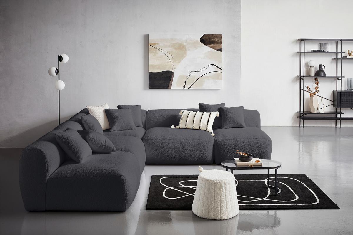 Modul Sofa Bloom Ecke Dunkelgrau - Dunkelgrau, Trend, Textil (115/70/115cm) - Livetastic