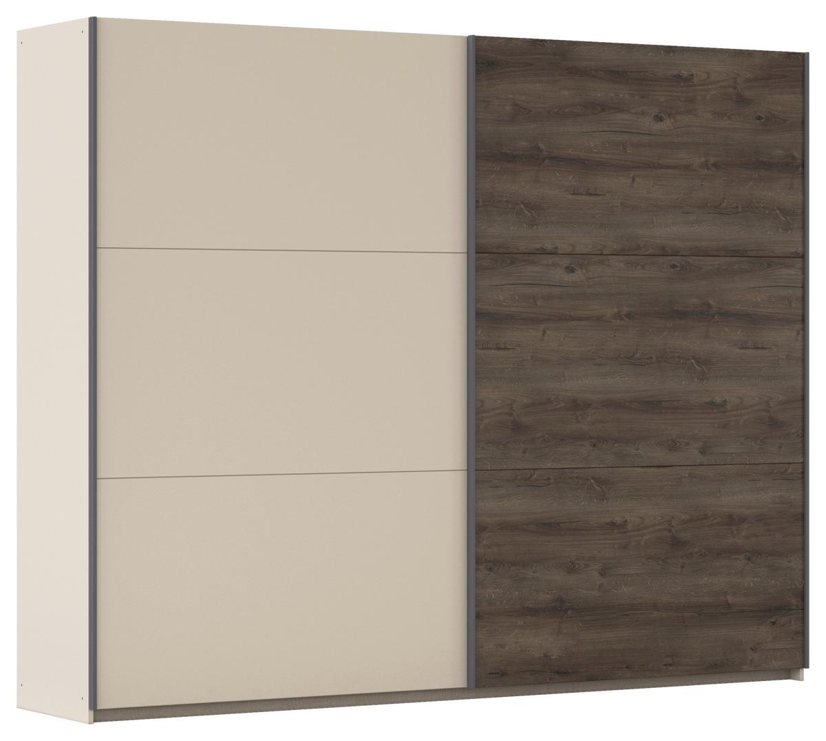 Schwebetürenschrank Sajo-Extra 261cm, Champagner - Eiche dunkel/Champagner, Trend, Holzwerkstoff (261/210/59cm)