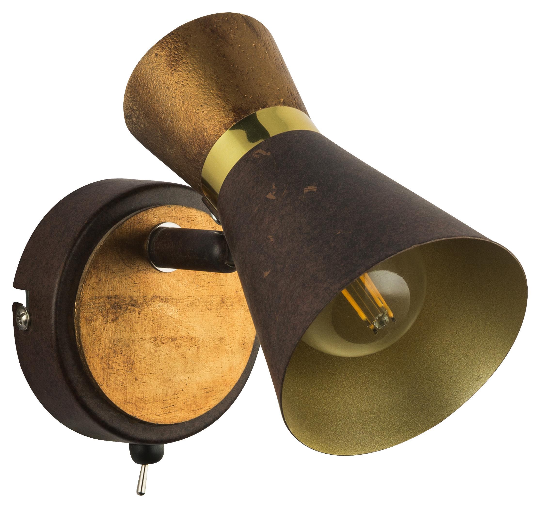 Spotleuchte Rada - Rostfarben/Goldfarben, MODERN, Holz/Metall (8,5/13,5/13,5cm)