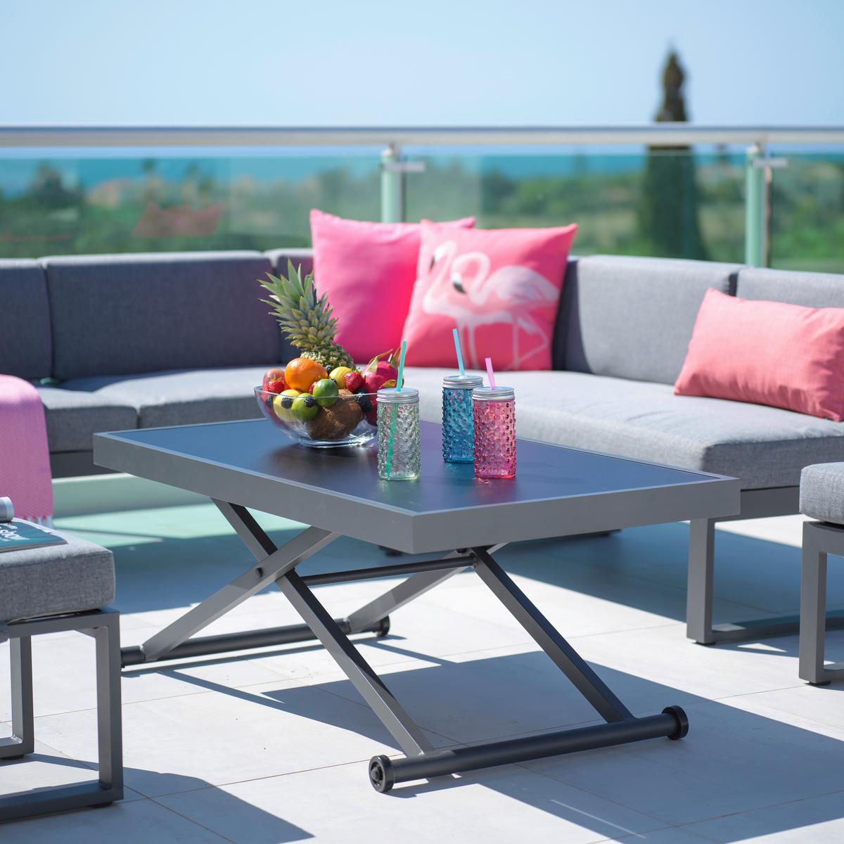 TERASOVÁ SEDACÍ SOUPRAVA MOSKAU 1 - šedá/antracitová, Moderní, kov/textil (200/213/62cm) - Mömax