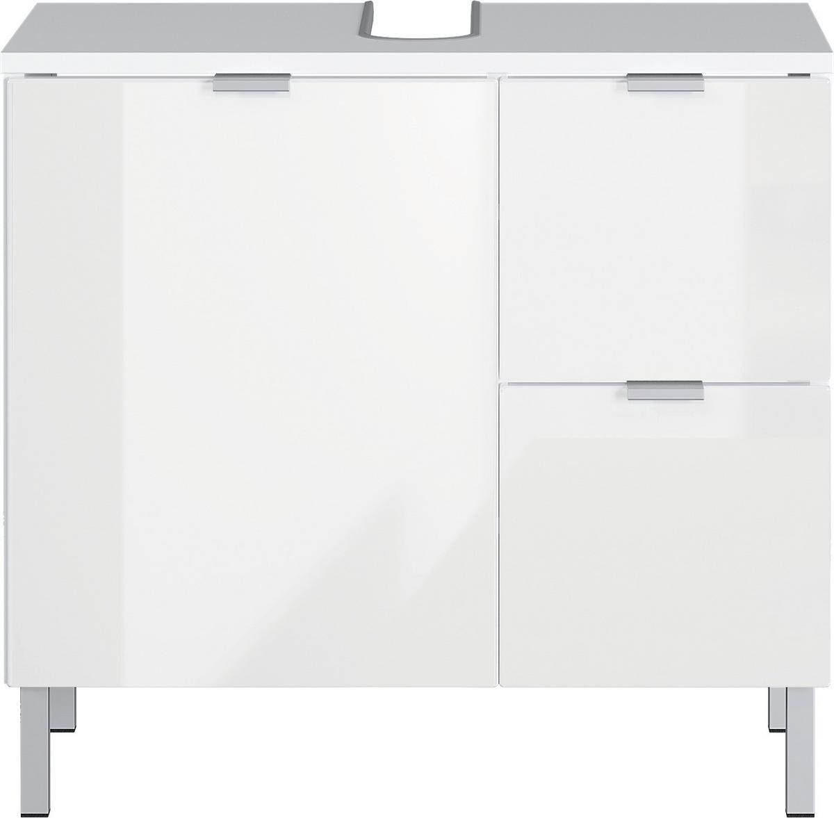 Waschbeckenunterschrank Mauresa B: 60 cm Weiß - Chromfarben/Weiß, KONVENTIONELL, Holzwerkstoff (60/56/34cm) - Germania