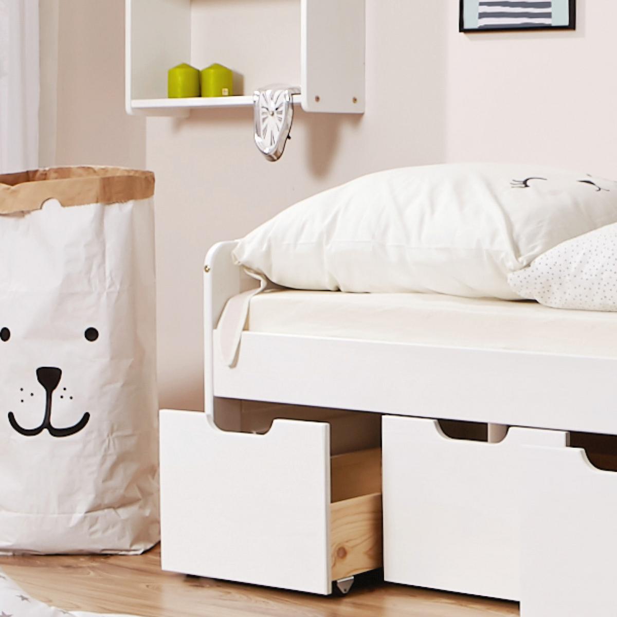 Dětská postel se šuplíky MICKI, 80x160 cm, bílá - bílá/barvy borovice, Natur, dřevo (80/160cm) - MID.YOU