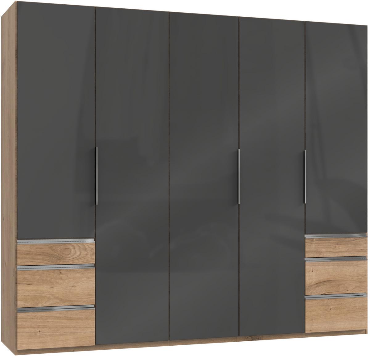 Drehtürenschrank 250cm Level, Grau/eiche Dekor - Eichefarben/Grau, MODERN, Glas/Holzwerkstoff (250/216/58cm) - MID.YOU