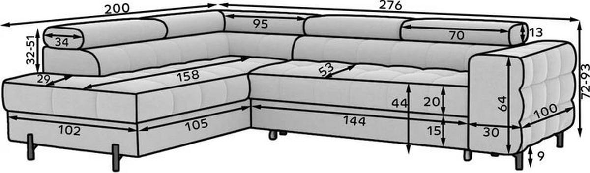 Ecksofa Ferucce Weiß S: 200x276 Cm - Schwarz/Weiß, Design, Textil (200/276cm) - MID.YOU