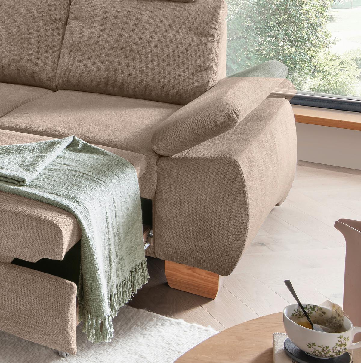 Eckschlafsofa Positano Hellbraun S: 206x261 Cm - Wildeiche/Hellbraun, MODERN, Textil (206/261cm) - Livetastic