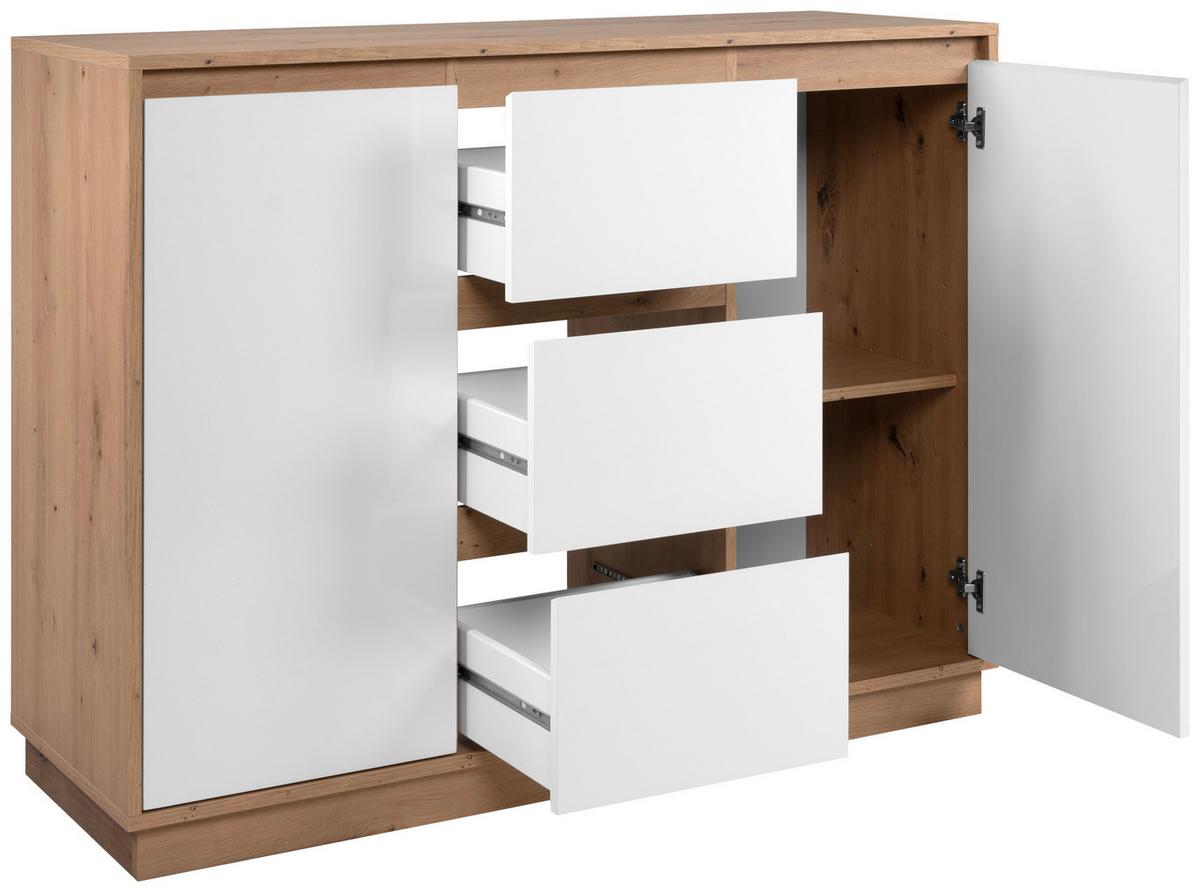 Kommode Phoenix Artisan Eiche/Weiß, B: 117 cm - Eiche Artisan, Trend, Holzwerkstoff (117/88/40cm)